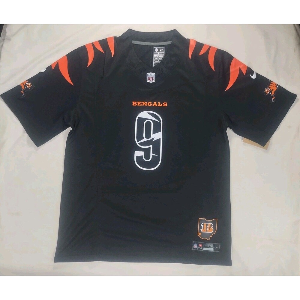 Joe Burrow #9 Cincinnati Bengals Men's Size Large Jersey Black NEW